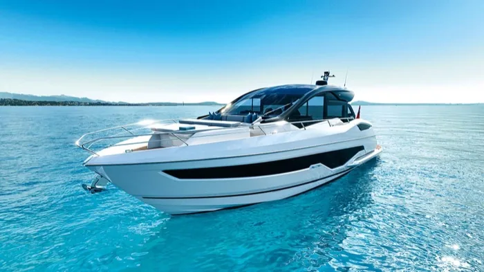 Sunseeker 65 motor yacht cruising off Ibiza